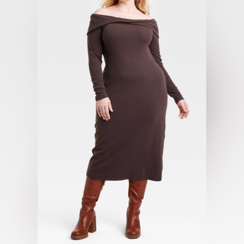 NWT Universal Thread Off the Shoulder Ribbed Bodycon Knit Dress